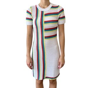 Solid & Striped Mini Knit Dress Up Swim Striped Beach Crochet Stripe Medium